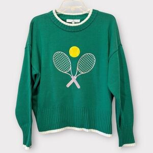 New! Green Tennis Sweater with Racket Design by M by Marled Size Medium